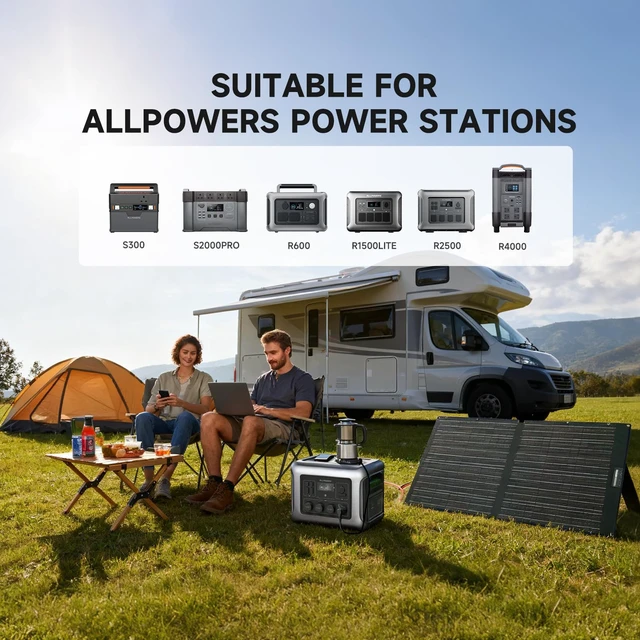 Alt view image 7 of 7 - ALLPOWERS SE100 100W Solar Panel Solar Charger | Foldable Solar Panel for P300 S2000 PRO R1500 LITE R2500 P1800, Solar Generator for Outdoor Camping Indoor RV