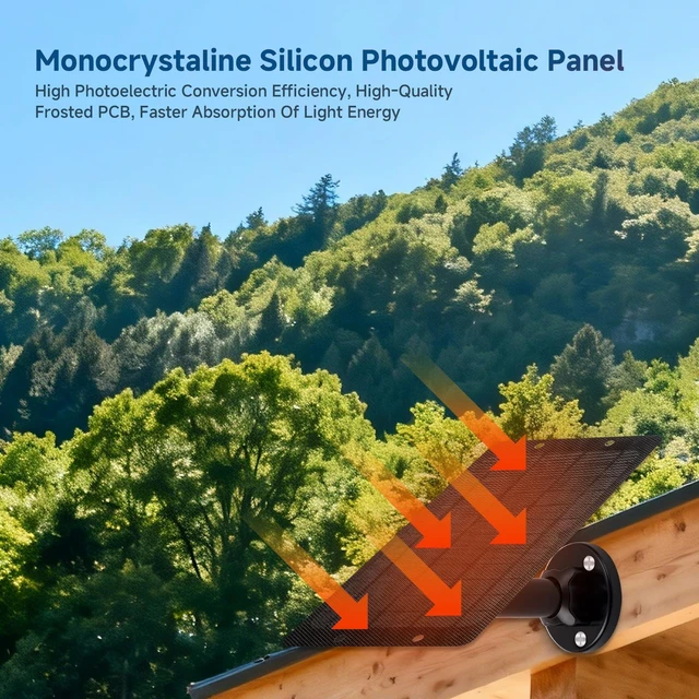 Alt view image 2 of 7 - 6W 5V Solar Panel with Type-C, Micro USB & Barrel Connectors, Universal Camera Solar Panel with Honeycomb High-Efficiency Surface, IP65 Waterproof Solar Charger with Mount 2 Pack