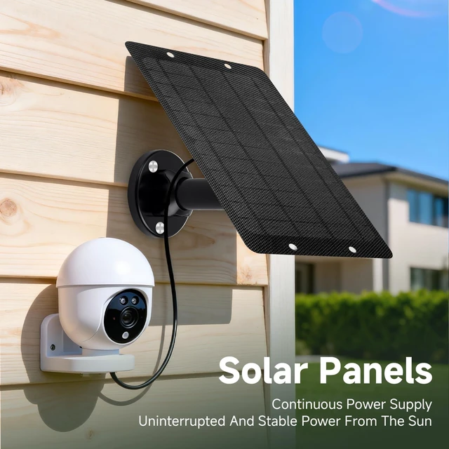 Alt view image 3 of 7 - 6W 5V Solar Panel with Type-C, Micro USB & Barrel Connectors, Universal Camera Solar Panel with Honeycomb High-Efficiency Surface, IP65 Waterproof Solar Charger with Mount 2 Pack