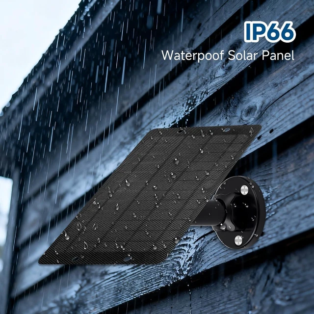 Alt view image 4 of 7 - 6W 5V Solar Panel with Type-C, Micro USB & Barrel Connectors, Universal Camera Solar Panel with Honeycomb High-Efficiency Surface, IP65 Waterproof Solar Charger with Mount 2 Pack