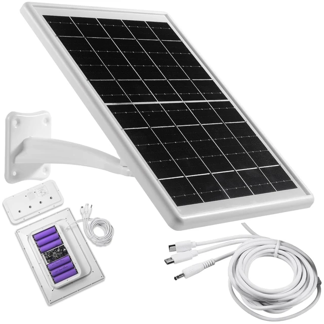 Main image of Solar Panel Built-in Battery 12000mAh with Micro USB & Type-C & Port and DC35135 Port for Camera or DC 5V Device with 10ft Charging Cable IP66 Waterproof Rechargeable