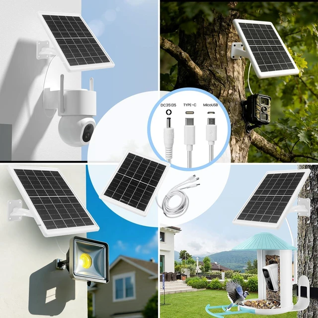 Alt view image 7 of 7 - Solar Panel Built-in Battery 12000mAh with Micro USB & Type-C & Port and DC35135 Port for Camera or DC 5V Device with 10ft Charging Cable IP66 Waterproof Rechargeable