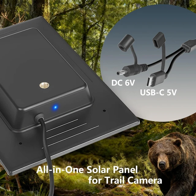 Alt view image 7 of 7 - LIYVZ 3W Trail Camera Solar Panel with Battery 4000mAh for Hunting Cameras with DC 6V USB-C 5V Charging, 2 Pack
