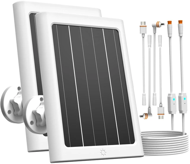 Main image of 5W Solar Panel for Ring Spotlight Cam Plus/Pro and Stick Up Cam Battery, Solar Power Charger for Ring Cam with Indicator Light,13ft Cable IP66 Solar Panel USB-C and DC Ports(2 Pack)
