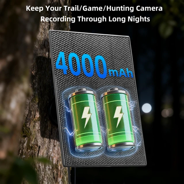 Alt view image 6 of 7 - LIYVZ 3W Trail Camera Solar Panel with Battery 4000mAh for Hunting Cameras with DC 6V USB-C 5V Charging, 2 Pack