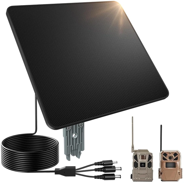 Main image of Trail Camera Solar Panel, KJK 6W Solar Battery Charger 12V/1.5A with 10000mAh Built-in Battery, IP67 Waterproof for Cellular & Wireless Hunting Cameras