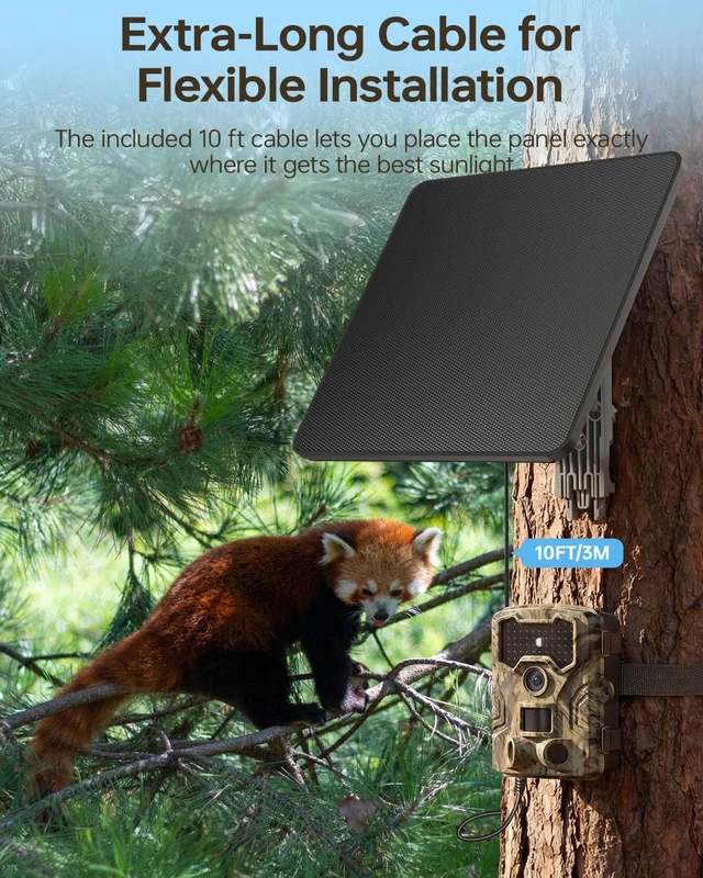 Alt view image 5 of 7 - Trail Camera Solar Panel, KJK 6W Solar Battery Charger 12V/1.5A with 10000mAh Built-in Battery, IP67 Waterproof for Cellular & Wireless Hunting Cameras
