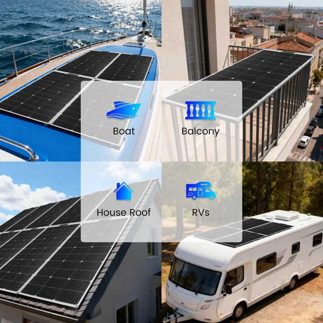 Alt view image 6 of 7 - 100W 12V Flexible Solar Panel, High Efficiency PERC Monocrystalline Solar Panel, Ultra-Thin Lightweight 4.19lbs, IP67 Waterproof for RV, Boat, Camping, Home Roof, Balcony-White