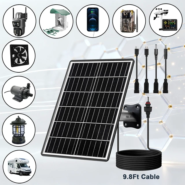 Alt view image 3 of 6 - 15W Solar Panel Kit with Built-in 16000mAh Battery Voltage: 5V/6V/9V/12V Current: 1.5A Features USB-C, Micro-USB, and DC 2.1/1.7/1.35mm Ports Compatible with All 3G/4G Trail Cameras