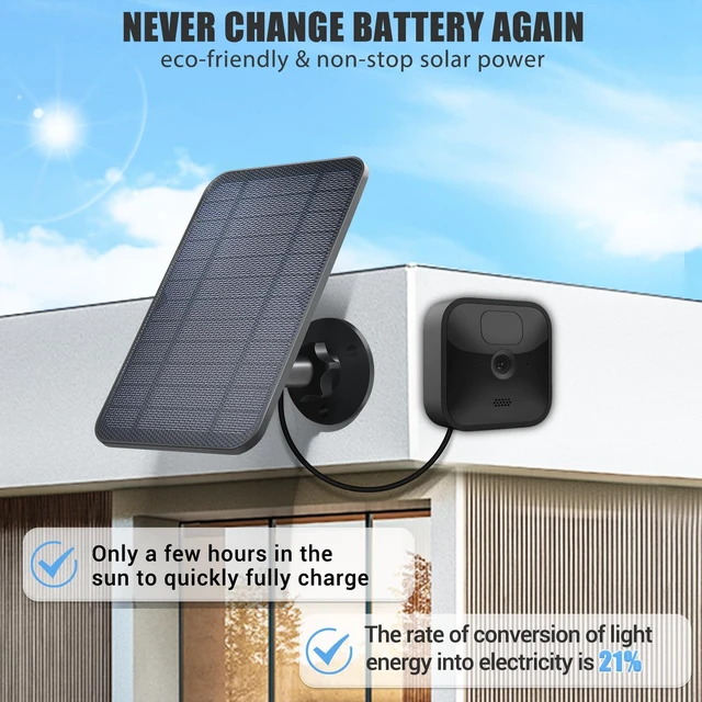 Alt view image 2 of 6 - Solar Panel for Blink Camera, Solar Panel Compatible with Blink Outdoor 3rd Gen XT XT2 Camera, IP65 Waterproof, 13.12ft Cable, Wall Mount, 2 Pack