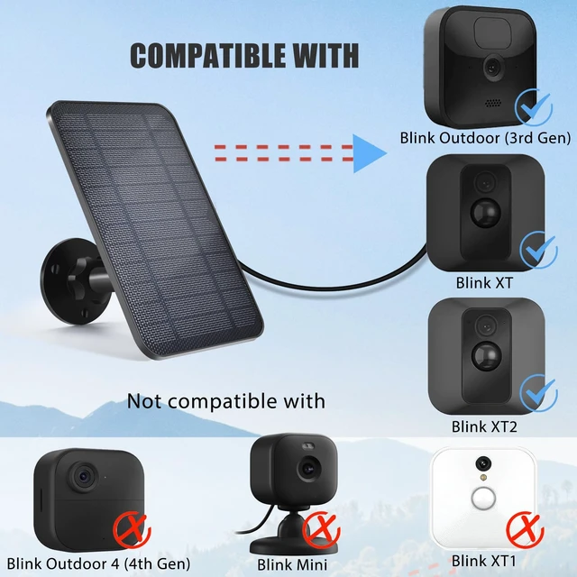 Alt view image 3 of 6 - Solar Panel for Blink Camera, Solar Panel Compatible with Blink Outdoor 3rd Gen XT XT2 Camera, IP65 Waterproof, 13.12ft Cable, Wall Mount, 2 Pack