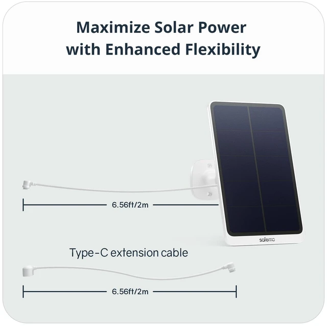 Alt view image 4 of 4 - Safemo 5W Solar Panel(Compatible with Safemo Cameras Only) for Outdoor Surveillance and Camera Charging, Continuous Power Supply, Adjustable Angle for Maximizing Solar Power Output