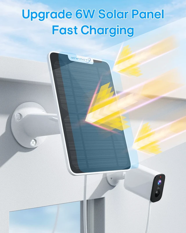 Alt view image 2 of 7 - 6W Solar Panel Charger Compatible with Arlo Ultra/Ultra 2/Pro 3/Pro 4/Pro 3 Floodlight Security Camera, Solar Panels Charging IP65 Weatherproof w/ 9.8ft Charging Cable Adjustable Wall Mount, 3 Pack