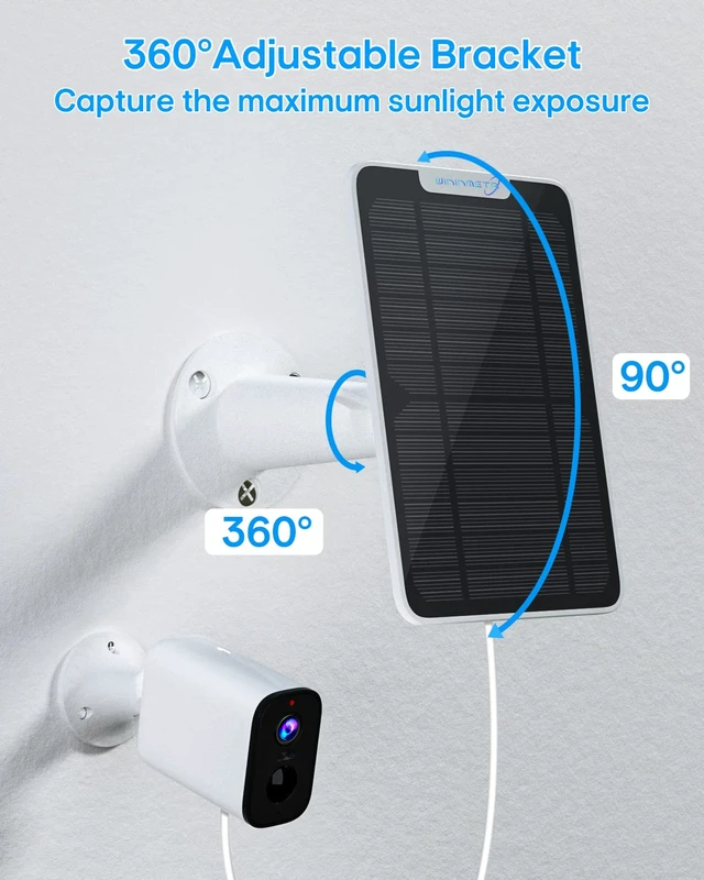 Alt view image 7 of 7 - 6W Solar Panel Charger Compatible with Arlo Ultra/Ultra 2/Pro 3/Pro 4/Pro 3 Floodlight Security Camera, Solar Panels Charging IP65 Weatherproof w/ 9.8ft Charging Cable Adjustable Wall Mount, 3 Pack