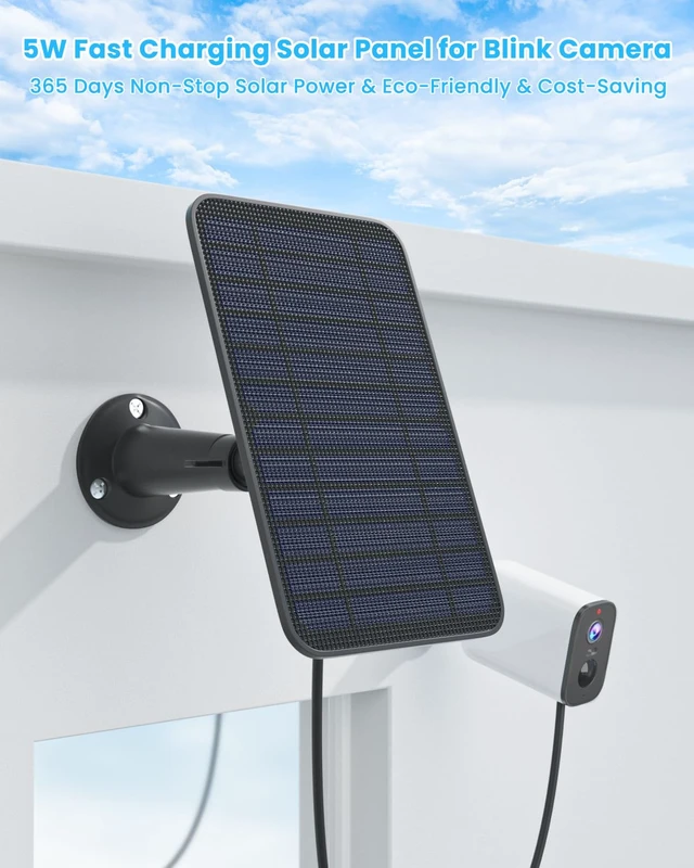 Alt view image 2 of 7 - 5W Solar Panel Charger Compatible with Blink Outdoor/Outdoor(3rd Gen)/XT XT2 Camera, Solar Panel for Blink Camera, 13.1ft Charging Cable & Rubber Plug, IP65 Weatherproof with Secure Wall Mount, 3 Pack