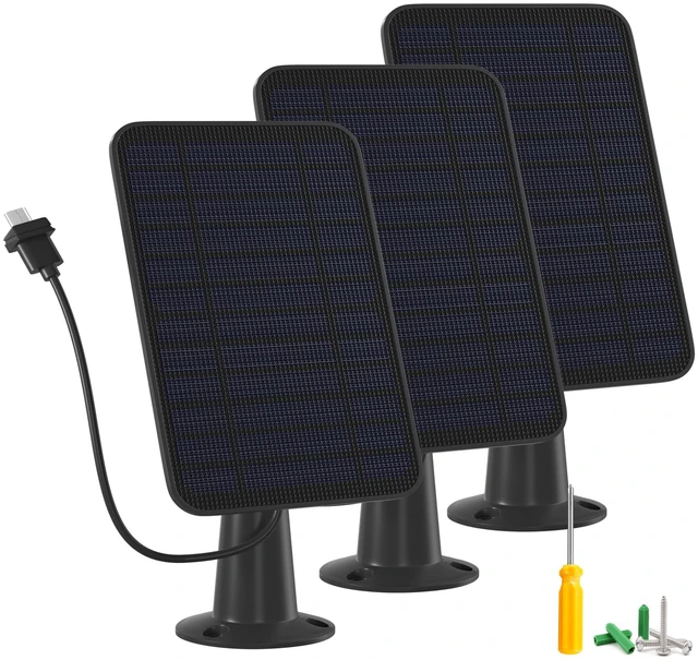 Main image of 5W Solar Panel Charger Compatible with Blink Outdoor/Outdoor(3rd Gen)/XT XT2 Camera, Solar Panel for Blink Camera, 13.1ft Charging Cable & Rubber Plug, IP65 Weatherproof with Secure Wall Mount, 3 Pack