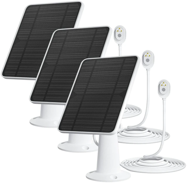 Main image of Solar Panel Charger Compatible with Ultra/Ultra 2/Pro 3/Pro 4/Pro 3 Floodlight Security Camera, 5V 4W Solar Panels Charging IP65 Weatherproof w/ 9.8ft Charging Cable Adjustable Wall Mount, 3 Pack