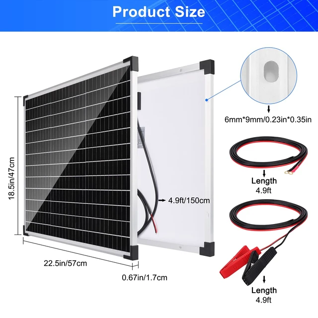 Alt view image 2 of 7 - Solar Panel Kit 50W with 10A Charge Controller Monocrystalline Solar Panel Kit with Extension Cable for Car Roof RV Marine Rooftop Farm Battery and Other Off-Grid Applications