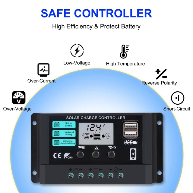 Alt view image 6 of 7 - Solar Panel Kit 50W with 10A Charge Controller Monocrystalline Solar Panel Kit with Extension Cable for Car Roof RV Marine Rooftop Farm Battery and Other Off-Grid Applications