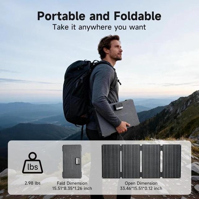 Alt view image 3 of 7 - ALLPOWERS SE60 60W Foldable Solar Panel, 3 Outputs Portable Solar Panel Kit | Foldable Solar Charger for Power Station, Solar Generator for Camping Laptops Phones Outdoor RV Motorhome Balcony Garden