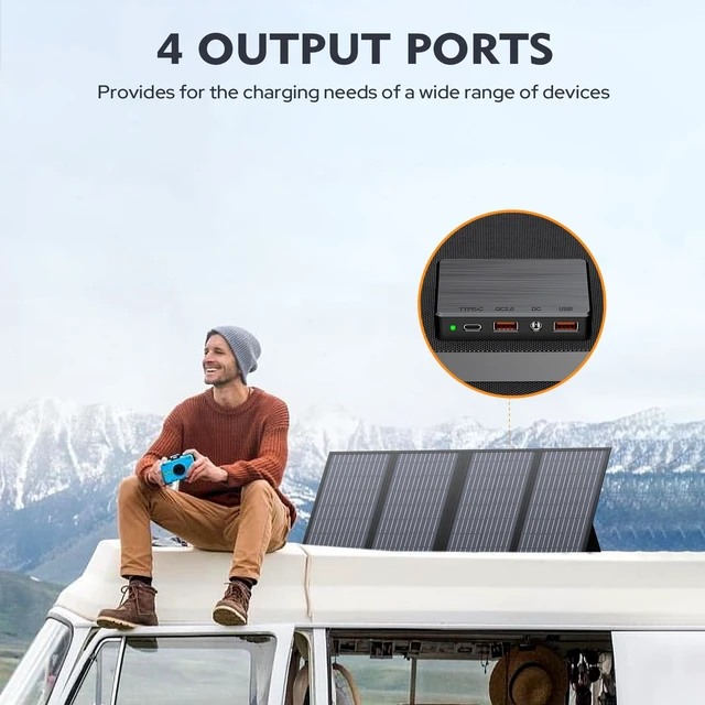 Alt view image 6 of 7 - EnginStar 40W Foldable Solar Panel for Power Station | QC3.0 USB-A Port for Phone/Laptop, 12-15V DC Output with 10 Connectors for Outdoor Camping RV Off-Grid