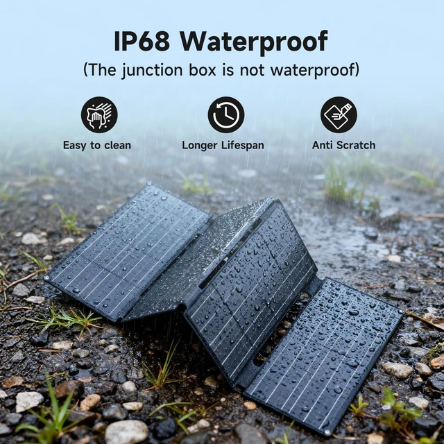 Alt view image 6 of 7 - ALLPOWERS SE60 60W Foldable Solar Panel, 3 Outputs Portable Solar Panel Kit | Foldable Solar Charger for Power Station, Solar Generator for Camping Laptops Phones Outdoor RV Motorhome Balcony Garden