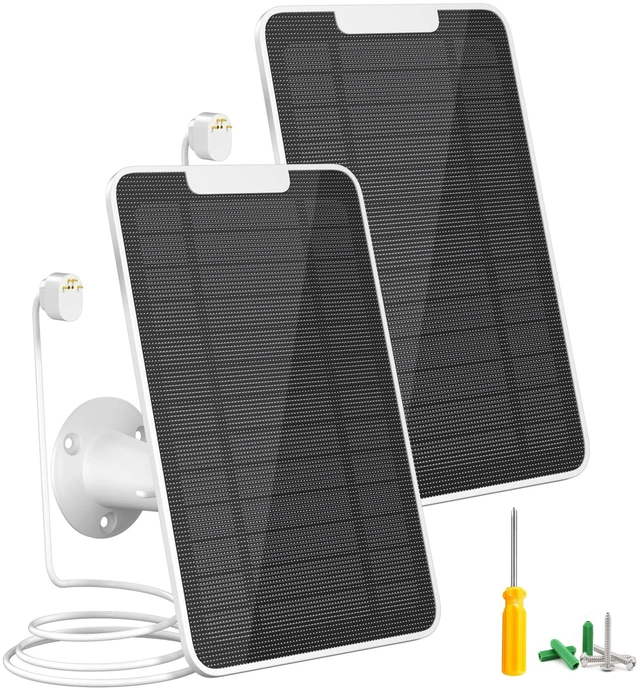 Main image of Premium Solar Panel for Google Nest Camera, 5W Camera Solar Panel Power for Google Nest Cam Outdoor & Indoor (Battery Version), Special Made for Google Nest Cam, IP65 Waterproof, w/ 13ft Cable, 2 Pack