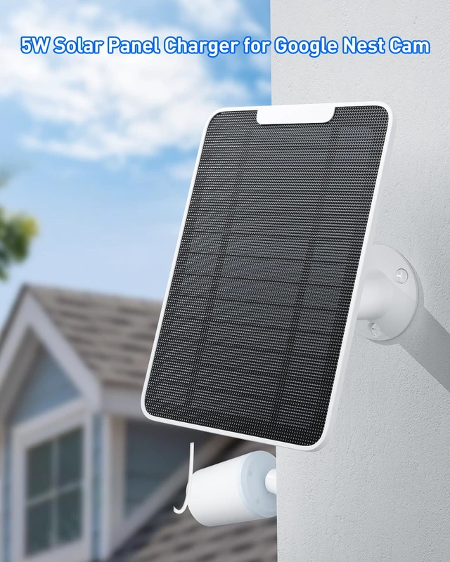 Alt view image 2 of 7 - Premium Solar Panel for Google Nest Camera, 5W Camera Solar Panel Power for Google Nest Cam Outdoor & Indoor (Battery Version), Special Made for Google Nest Cam, IP65 Waterproof, w/ 13ft Cable, 2 Pack
