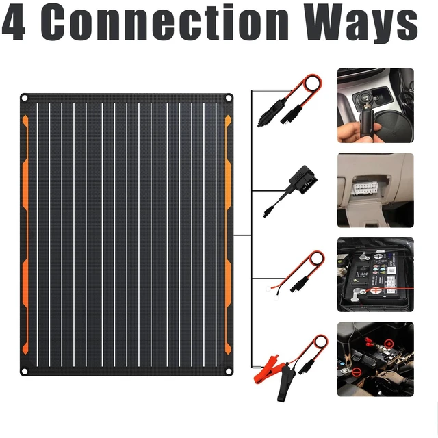 Alt view image 2 of 7 - FlexSolar 20W 12V Solar Panel Charger Kit with Built-in Charge Controller - Portable Waterproof Solar Trickle Charger Battery Maintainer, Cig Plug & Alligator Clips for Car, Boat, RV, Tractor