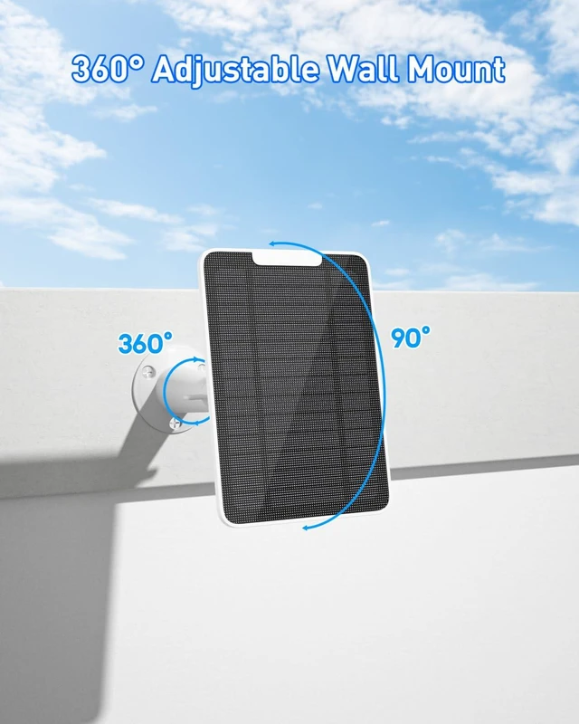 Alt view image 6 of 7 - Premium Solar Panel for Google Nest Camera, 5W Camera Solar Panel Power for Google Nest Cam Outdoor & Indoor (Battery Version), Special Made for Google Nest Cam, IP65 Waterproof, w/ 13ft Cable, 2 Pack