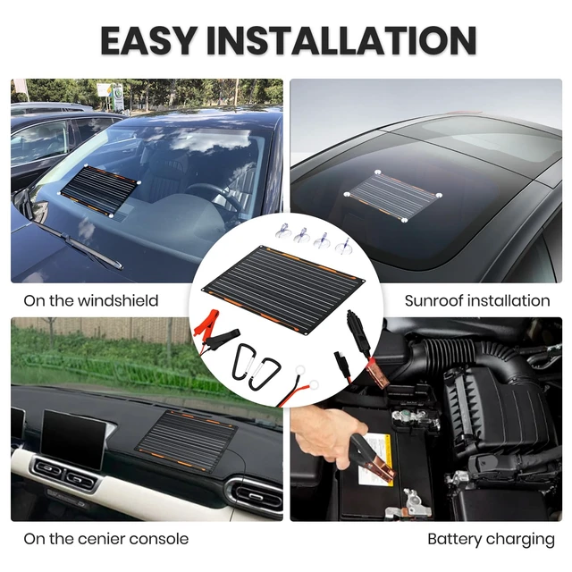 Alt view image 6 of 7 - FlexSolar 20W 12V Solar Panel Charger Kit with Built-in Charge Controller - Portable Waterproof Solar Trickle Charger Battery Maintainer, Cig Plug & Alligator Clips for Car, Boat, RV, Tractor