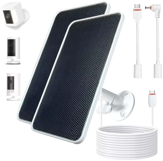 Main image of LFFW Solar Panel for Ring Spotlight & Outdoor Cam Plus/Pro, 6.5W, 2 Pack | IP65 Build, 13FT Cable & 360° Mount with USB-C/DC Plugs for Ring Spotlight Cam Plus & Pro, Outdoor Cam Plus - Battery Version