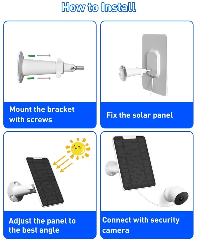 Alt view image 7 of 7 - Premium Solar Panel for Google Nest Camera, 5W Camera Solar Panel Power for Google Nest Cam Outdoor & Indoor (Battery Version), Special Made for Google Nest Cam, IP65 Waterproof, w/ 13ft Cable, 2 Pack