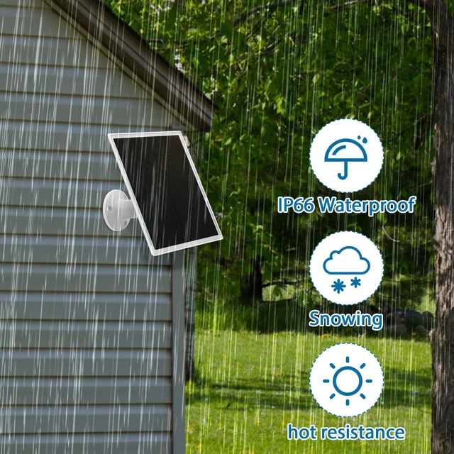 Alt view image 3 of 7 - Kanayu 4 Pack Solar Panel for Security Camera Charger Compatible with Rechargeable Battery Camera 5v 6w USB Solar Panel with USB C Port Ip66 Waterproof 9.8ft Cable 360° Adjustable Mount