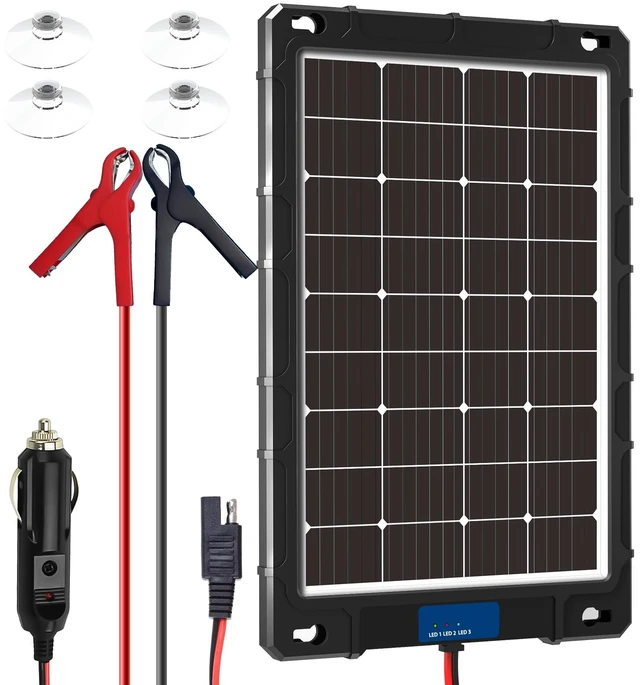 Main image of 20W 12V Solar Panel Kit for Car, RV, Motorcycle, and Marine Applications | with Upgraded Controller