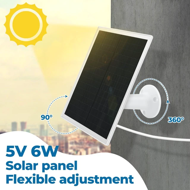 Alt view image 2 of 7 - Kanayu 4 Pack Solar Panel for Security Camera Charger Compatible with Rechargeable Battery Camera 5v 6w USB Solar Panel with USB C Port Ip66 Waterproof 9.8ft Cable 360° Adjustable Mount