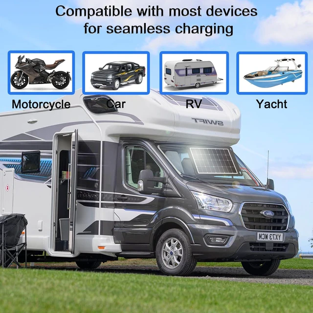 Alt view image 3 of 6 - 20W 12V Solar Panel Kit for Car, RV, Motorcycle, and Marine Applications | with Upgraded Controller