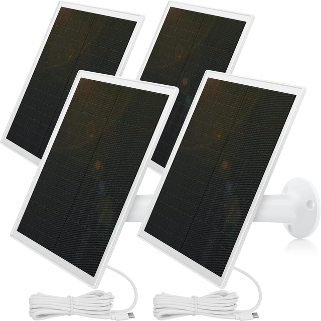 Main image of Kanayu 4 Pack Solar Panel for Security Camera Charger Compatible with Rechargeable Battery Camera 5v 6w USB Solar Panel with USB C Port Ip66 Waterproof 9.8ft Cable 360° Adjustable Mount