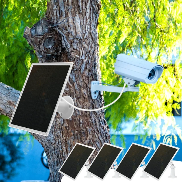 Alt view image 6 of 7 - Kanayu 4 Pack Solar Panel for Security Camera Charger Compatible with Rechargeable Battery Camera 5v 6w USB Solar Panel with USB C Port Ip66 Waterproof 9.8ft Cable 360° Adjustable Mount