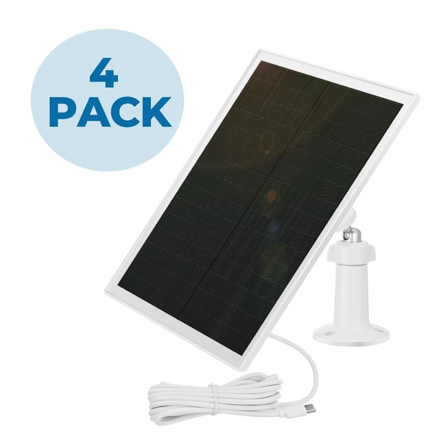 Alt view image 5 of 7 - Kanayu 4 Pack Solar Panel for Security Camera Charger Compatible with Rechargeable Battery Camera 5v 6w USB Solar Panel with USB C Port Ip66 Waterproof 9.8ft Cable 360° Adjustable Mount