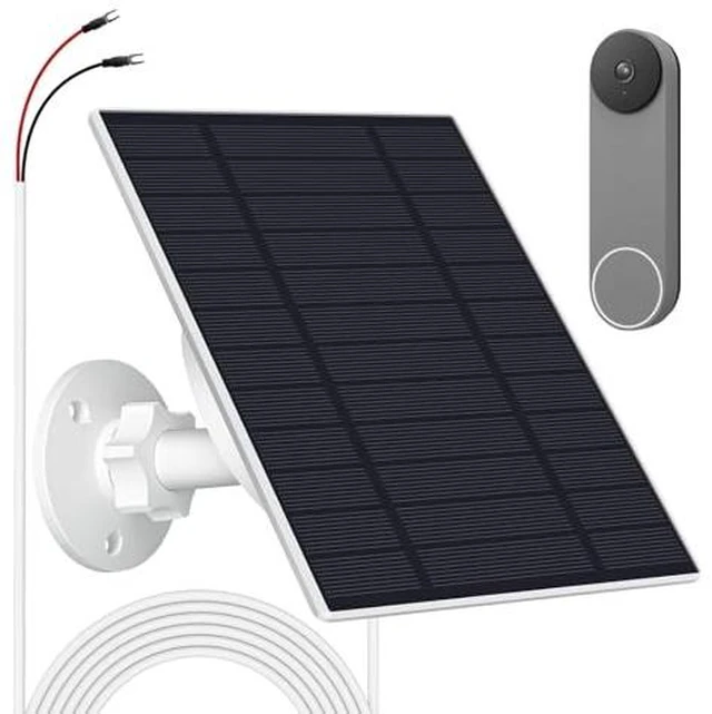 Main image of Solar Panel for Security Camera Outdoor, 10W Video Doorbell Solar Panel Charger for Nest for Doorbell 2K 2 3, IP66 Water Proof, 360° Adjustable Bracket (CSP4W-O-W)