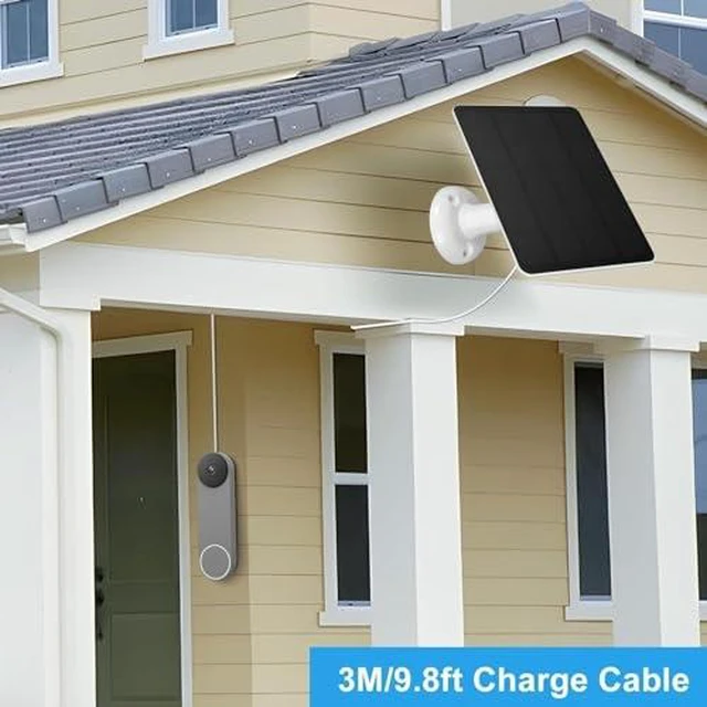 Alt view image 5 of 7 - Solar Panel for Security Camera Outdoor, 10W Video Doorbell Solar Panel Charger for Nest for Doorbell 2K 2 3, IP66 Water Proof, 360° Adjustable Bracket (CSP4W-O-W)