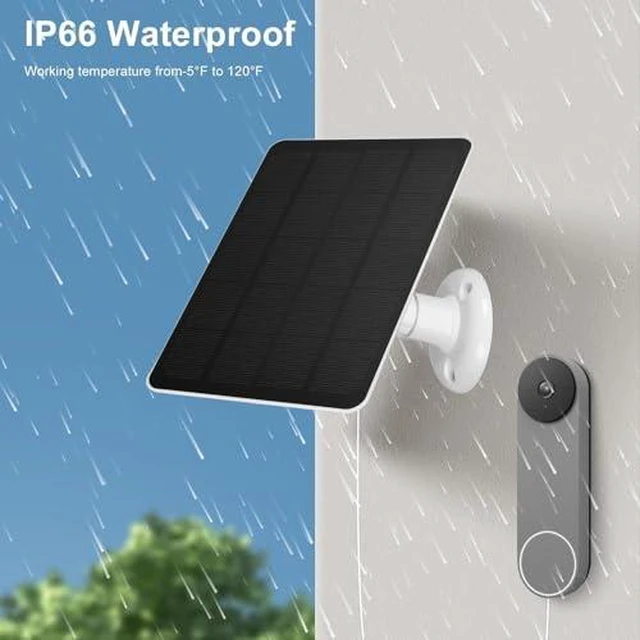 Alt view image 4 of 7 - Solar Panel for Security Camera Outdoor, 10W Video Doorbell Solar Panel Charger for Nest for Doorbell 2K 2 3, IP66 Water Proof, 360° Adjustable Bracket (CSP4W-O-W)