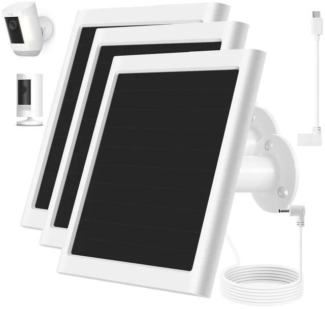 Main image of Solar Panel Charger for Ring Camera, Compatible with Stick Up Camera Battery, Ring Spotlight Plus/Pro, Stick up Pro, Waterproof 6w5v (White-3Pack)