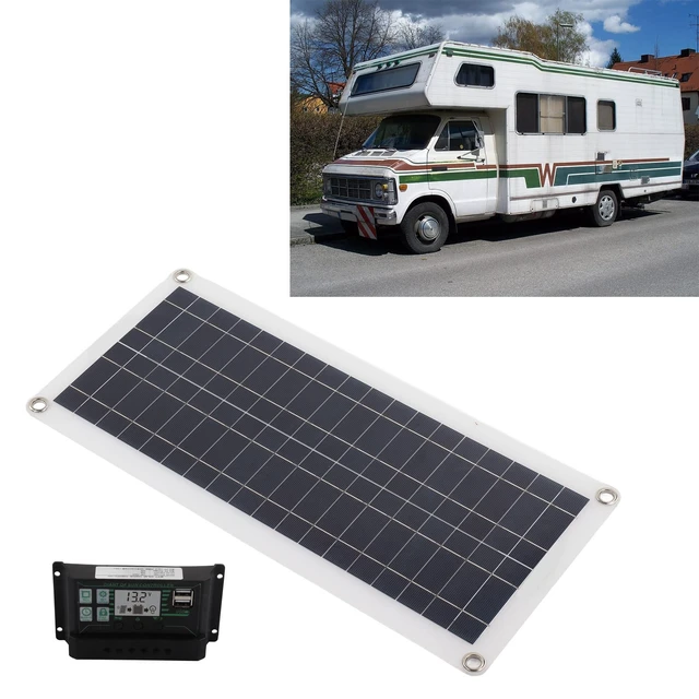 Alt view image 2 of 7 - 30W Polycrystalline Solar Panel Kit Dual USB Controller | Charges 12V Batteries With Abs Frame, Lightweight Pet Surface, Solar Charger For Rv Boat Marine, Efficient Conversion