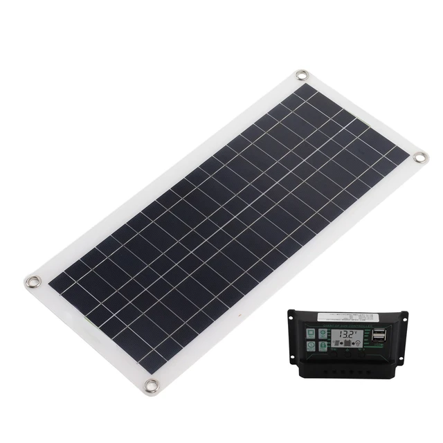 Alt view image 4 of 7 - 30W Polycrystalline Solar Panel Kit Dual USB Controller | Charges 12V Batteries With Abs Frame, Lightweight Pet Surface, Solar Charger For Rv Boat Marine, Efficient Conversion