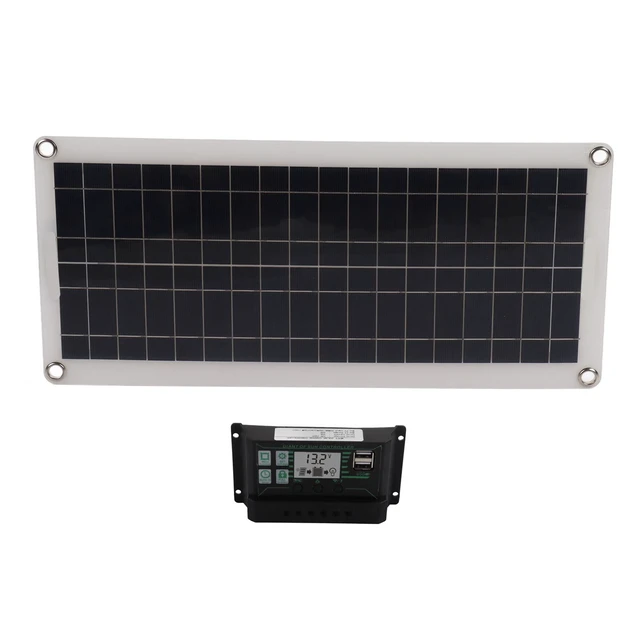 Alt view image 6 of 7 - 30W Polycrystalline Solar Panel Kit Dual USB Controller | Charges 12V Batteries With Abs Frame, Lightweight Pet Surface, Solar Charger For Rv Boat Marine, Efficient Conversion