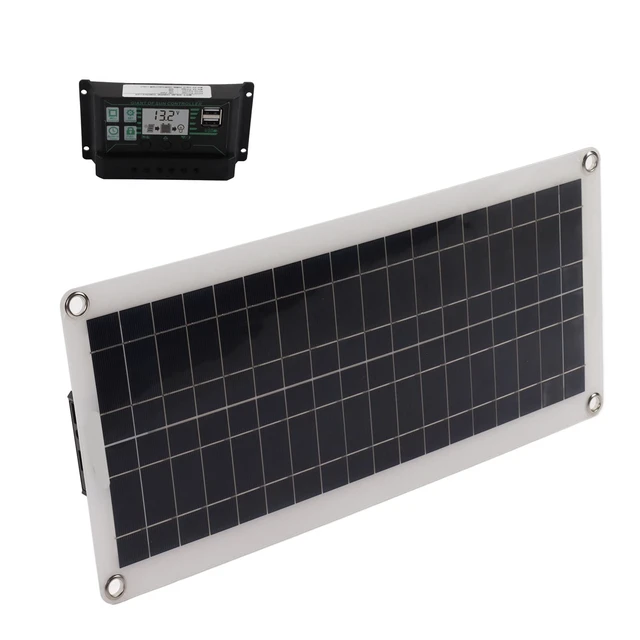 Alt view image 5 of 7 - 30W Polycrystalline Solar Panel Kit Dual USB Controller | Charges 12V Batteries With Abs Frame, Lightweight Pet Surface, Solar Charger For Rv Boat Marine, Efficient Conversion