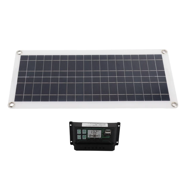 Alt view image 7 of 7 - 30W Polycrystalline Solar Panel Kit Dual USB Controller | Charges 12V Batteries With Abs Frame, Lightweight Pet Surface, Solar Charger For Rv Boat Marine, Efficient Conversion