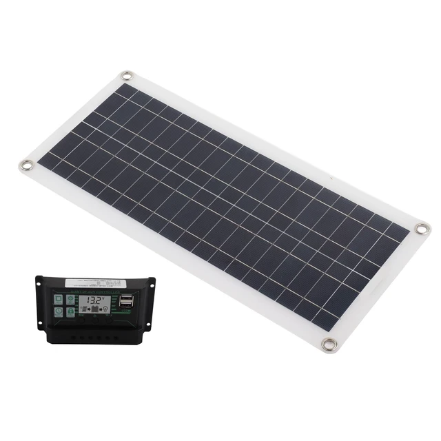 Alt view image 3 of 7 - 30W Polycrystalline Solar Panel Kit Dual USB Controller | Charges 12V Batteries With Abs Frame, Lightweight Pet Surface, Solar Charger For Rv Boat Marine, Efficient Conversion